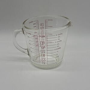 Vintage Pyrex 4 Cup 32 oz Measuring Cup Red Letter D Handle #532
